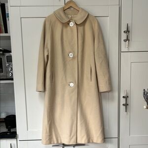 Classic Cream Trench Coat with Full Length and Peter Pan Collar